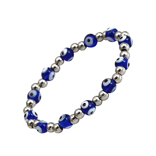 Warmhm Blaues Armband mit Bösem Blick Perlen Elastisches Unisex Glasarmband Dehnbares Handgelenkschmuck für Damen und Herren Modisches Schmuckstück für Alltag und Besondere Anlässe von Warmhm