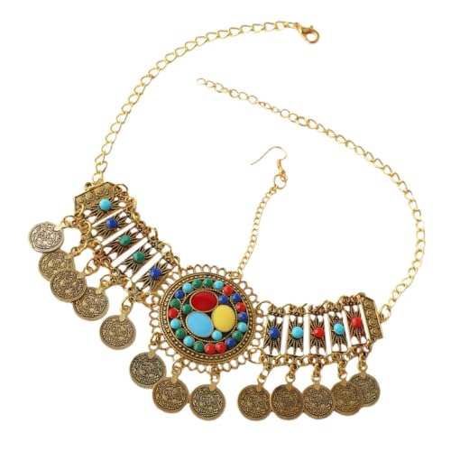 Warmhm Bohemian Halskette Damen Vintage Kette mit Quaste Retro Schmuck für Frauen und Freunde Vielseitige Halskette und Headpiece im Boho stil von Warmhm