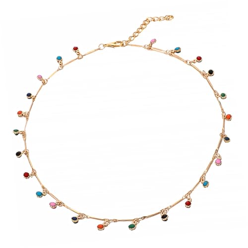 Warmhm Bunte Stein Halskette Böhmischer Stil Entzückender Halsschmuck Pinky Color Anhänger Für Abschlussbälle Hochzeiten Und Partys von Warmhm
