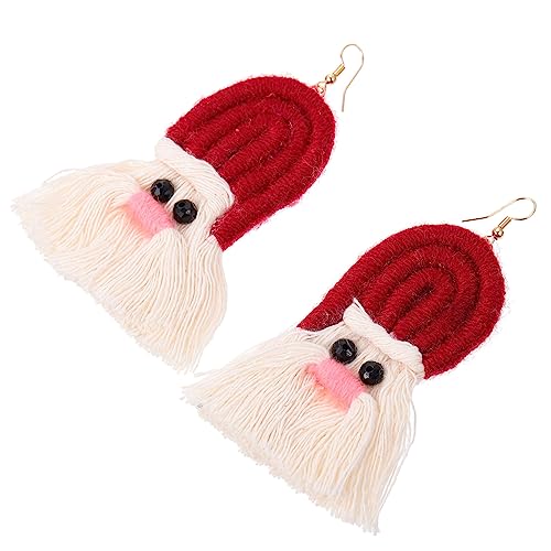 Warmhm Boho Party Ohrringe Damen Handgefertigt mit Roten Quasten Weihnachts Ohrringe für Festtage und Alltag Leicht zu Kombinieren für Weihnachten und Besondere Anlässe von Warmhm
