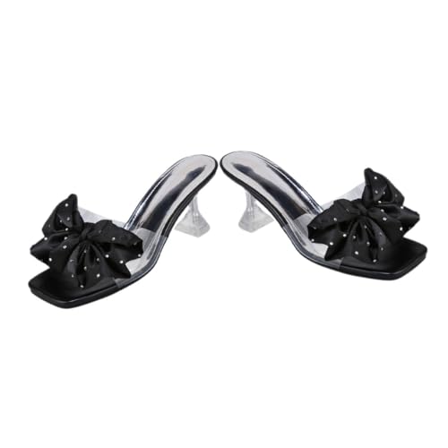 Warmhm Bow Heels Sandalen Damen Elegant Pu material Rutschfest Schlupfschuhe mit Schleifen design Absatz Sommerkleid Schuhe für Büro Shopping und Besondere Anlässe Schwarz Warmhm Bow Heels Sandalen Damen Elegant Pu material Rutschfest Schlupfschuhe mit Schleifen design Absatz Sommerkleid Schuhe für Büro Shopping und Besondere Anlässe Schwarz von Warmhm