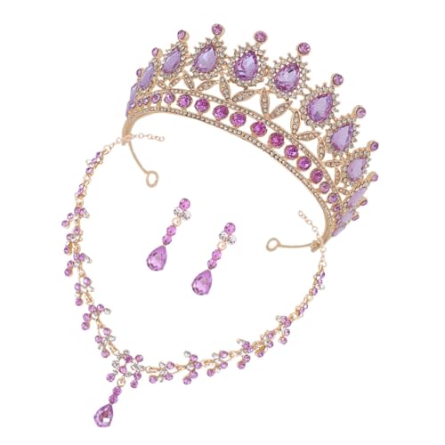 Warmhm Brautschmuck mit Tiara Kristallkrone Halskette und Ohrringen Vintage Strass Design Damen Schmuck für Hochzeitstag und Prinzessin Look von Warmhm