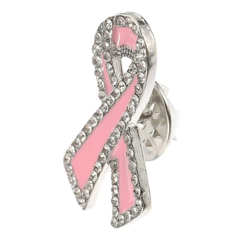 Warmhm Breast Cancer Ribbon Brosche mit Kristallbesatz Kleine Rote Schleife Anstecknadel Langlebiges Schmuckaccessoire für Frauen Charity Event Vielseitig Tragbar an Kleidung Taschen von Warmhm