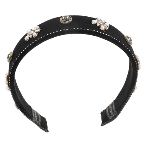Warmhm Breites Perlen Stirnband Damen Vintage Haarschmuck mit Strassbesatz Gepolstert Rutschfest Hochzeit Party Sommeraccessoire für Frauen von Warmhm