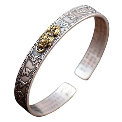 Warmhm Buddhist Heart Armband Verstellbarer Offener Armreif für Herren im Retro Religionsstil für zu Verschiedenen Anlässen Langlebig und von Warmhm