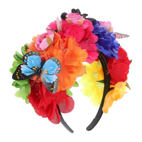 Warmhm Bunte Blumenkrone mit Schmetterling Handgefertigtes Halloween Day Of The Dead-kostüm-accessoire Leichtes Komfortables Stirnband für Damen und Mädchen bei Partys Warmhm Bunte Blumenkrone mit Schmetterling Handgefertigtes Halloween Day Of The Dead-kostüm-accessoire Leichtes Komfortables Stirnband für Damen und Mädchen bei Partys von Warmhm