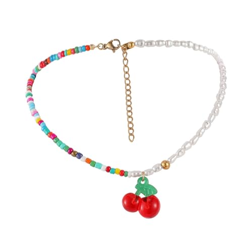 Warmhm Perlenkette Boho Choker Bunte Perlen Halskette Böhmische Kunststoff Perle Schlüsselbein Schmuck von Warmhm
