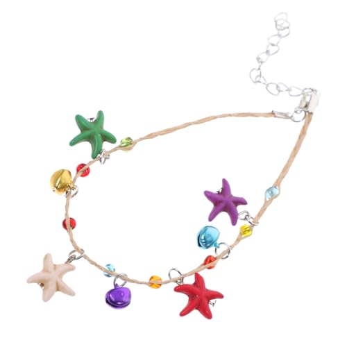 Warmhm Bunte Raffia Fußkette Sternanhänger Damen Fußkettchen Boho Strand Schmuck Verstellbar Leicht Kombinierbar für Alltag und Party Zufällige Farbe Zufällige Farbe von Warmhm