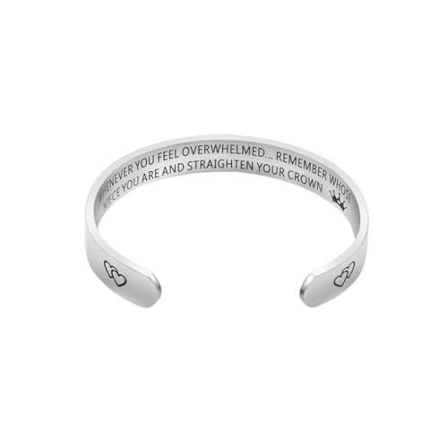 Warmhm C förmiges Damen Armband aus Titanstahl Graviertes Niece Design Breiter Schmuck für Nichte Modisches Schlichtes Langlebiges für Alltag und Party von Warmhm