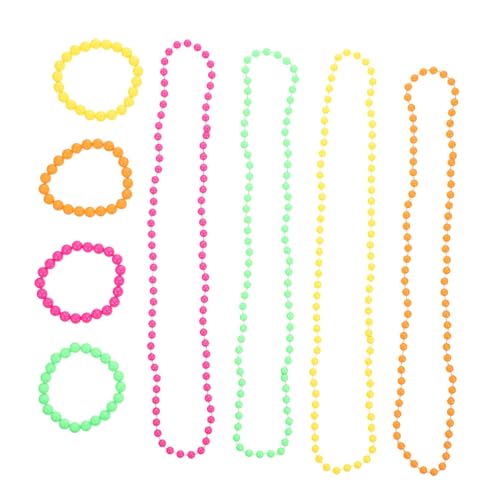 Warmhm Carnival Perlenkette und Armband Teiliges Beaded Design Schmuck für Damen und Leichtes Partyzubehör für Karneval Fasching Weihnachtsfeier und Themenpartys von Warmhm