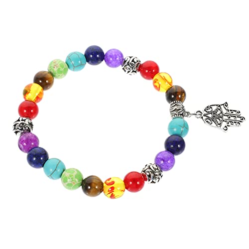 Warmhm Chakra Armband Gefärbtem Achat Elastisches Handgelenksband für Frauen Geburtstagsgeschenk Yoga Accessoire für Entspannung und Stil von Warmhm