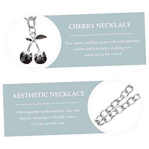 Warmhm Cherry Anhänger Halskette Damen Clavicle Kette mit Kirschmotiv Einzigartiges Design Langlebig Eleganter Schmuck für Frauen Passend zu Jedem Outfit von Warmhm