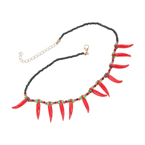 Warmhm Perlenhalskette Mit Chili-anhänger Bunte Perlenketten Für Damen Mehrfarbige Schlüsselbeinkette Mit Pfeffer-imitation Warmhm Perlenhalskette Mit Chili-anhänger Bunte Perlenketten Für Damen Mehrfarbige Schlüsselbeinkette Mit Pfeffer-imitation von Warmhm