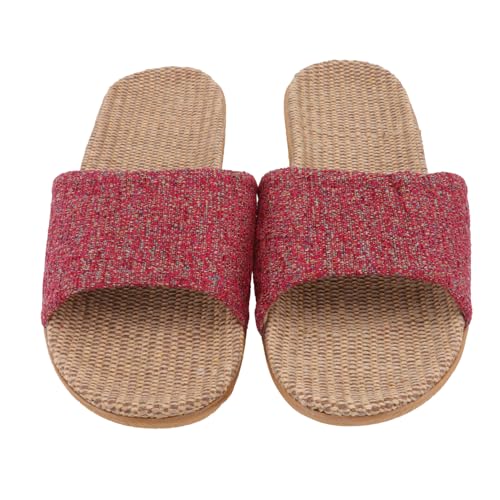 Warmhm Couple Frühling Hausschuhe Leicht Atmungsaktiv Leinen Oberfläche Rutschfest Komfortable Indoor Slippers für Zuhause Gäste Damen Herren von Warmhm