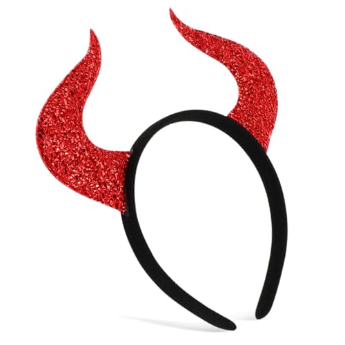 Warmhm Dämonen Horn Haarreif Halloween Kostüm Kopfband Verstellbar Weiches Stirnband Party Accessoire Cosplay Zubehör für Erwachsene von Warmhm