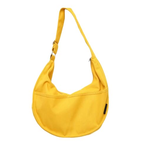 Warmhm Damen Canvas Schultertasche Gelb Umhängetasche mit Großem Fassungsvermögen Mode Handtasche für Schule Reisen Alltag Leichte und Robuste Segeltuchtasche für Frauen und Mädchen von Warmhm