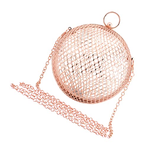 Warmhm Damen Crossbody Bag aus Metall mit Hollow out Design Ketten Umhängetasche in Roségold für Party und Alltag Kreative Ball Form Handtasche Leicht zu Reinigen Stilvolles von Warmhm