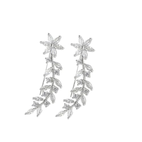 Warmhm Damen Ohrkletterer mit Funkelnden Strasssteinen Filigrane Blumen und Designs Leichte Ohrstecker Eleganter Ohrschmuck für Frauen Modisch und für Partys und Alltag von Warmhm