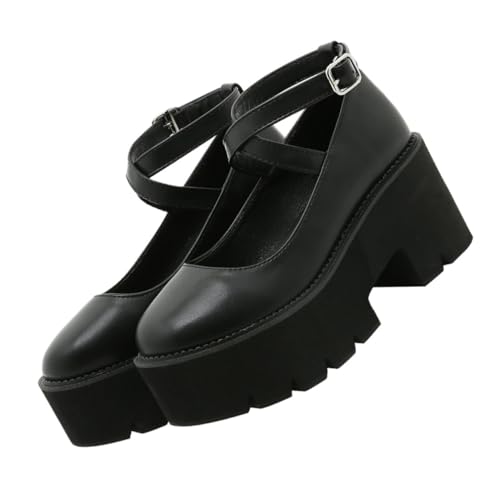 Warmhm Damen Sandalen Schwarz Sommer Plateau Schuhe mit Dicker Sohle Atmungsaktiv Rutschfest Vielseitig Kombinierbar PU Oberfläche für Alltag und Party von Warmhm