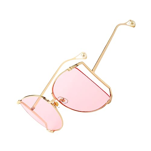 Warmhm Damen Sonnenbrille Metallrahmen Modisch Partybrille mit Transparent Pinken Gläsern Leicht und Strapazierfähig Stilvolle Eyewear für Outdoor und Festlichkeiten von Warmhm