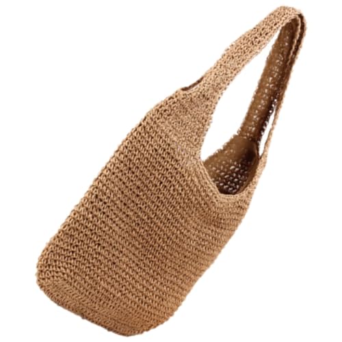 Warmhm Damen Strohtasche Geflochtene Umhängetasche für Strand Handgefertigte Tote Bag für Täglichen Gebrauch Robuste Struktur für Shopping und Outdoor Aktivitäten von Warmhm