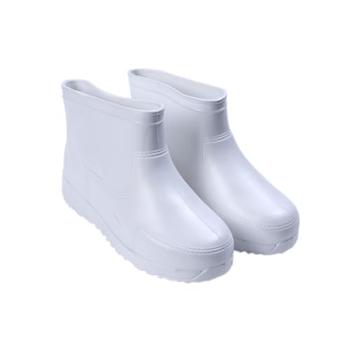 Warmhm Dickere Rutschfeste Regenstiefel Herren Damen Säurebeständige Leichte EVA Niedrige Schaft Schuhe Verschleißfeste Wasserdichte Outdoor Stiefel Weiß von Warmhm