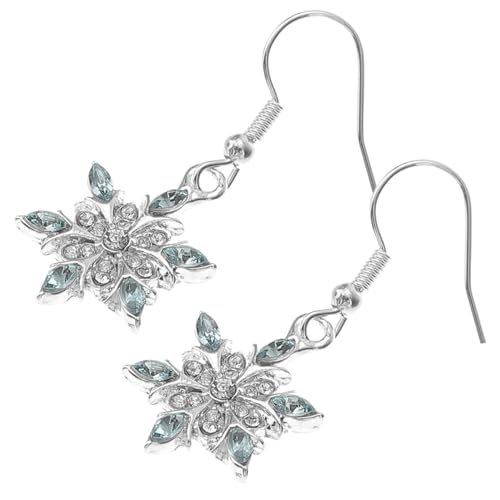 Warmhm Doppelfarbige Ohrhänger Wasserblau Schneeflocke mit Strassbesatz Damen Ohrschmuck Modisch Geschenk für Mädchen und Frauen Festlich Elegant von Warmhm