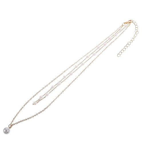 Warmhm Doppellagige Perlenhalskette für Frauen Minimalistisches Design Goldkette mit Anhänger für Zierlicher Schmuck für Damen von Warmhm