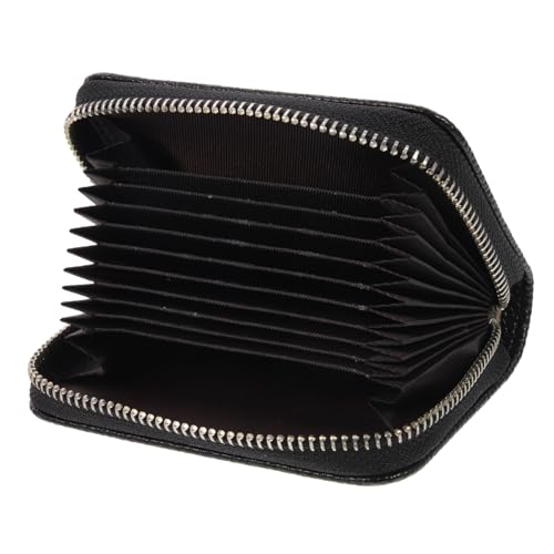 Warmhm Doppel-Zipper Damen Geldbörse Pu-Material Kartenetui Für Kreditkarten Ausweis Und Bargeld Elegantes Kompaktes Design Für Reisen Und Täglichen Gebrauch Schwarz von Warmhm