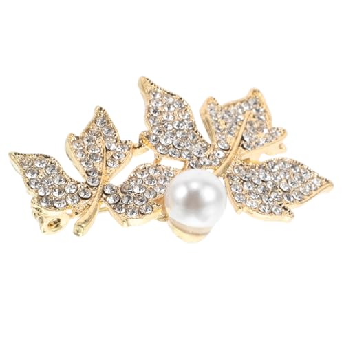 Warmhm Doppelte Ahornblatt Brosche für Damen Perlen Anstecknadel Vielseitige Sicherheitsnadel für Pullover Schals und Kleidung für Hochzeiten Partys und Besondere Anlässe von Warmhm