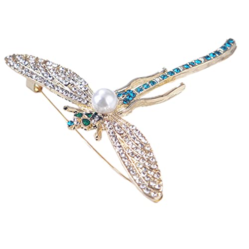 Warmhm Drachenfliegen Brosche mit Strass und Perlen Anstecknadel für Frauen Mode Schmuck für Kleidung für Besondere Anlässe und Tägliches Tragen von Warmhm