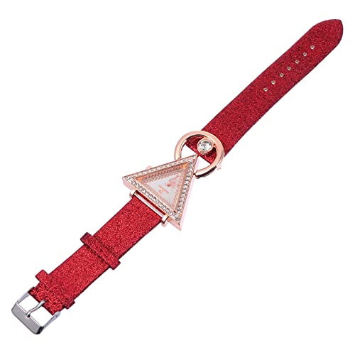 Warmhm Dreieck Mode Uhr Mit Strass-intarsien Und Lederarmband Für Frauen Quarzuhr Für Alltag Verabredungen Und Partys von Warmhm