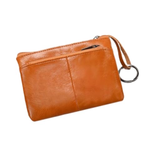 Warmhm Echtes Geldbörse für Herren Tragbare Kompakte Karten und Bargeldbörse mit Reißverschluss Minimalistische Brieftasche RFID Sicher Klein Leicht für Alltag Vintage Design von Warmhm