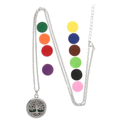 Warmhm Edelstahl Aromatherapie Halskette Lebensbaum Anhänger Duft Diffusor mit Filzpads Verstellbare Kette Elegantes Aromatherapie Schmuckstück für Damen und Herren von Warmhm
