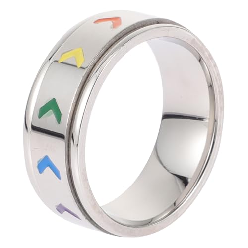 Warmhm Edelstahl Ring Damen Herren Regenbogen Drehbar Lgbtq Pride Schmuck Einzigartig Modisch Vielseitig für Party Alltag Fein Verarbeitet Langlebig von Warmhm
