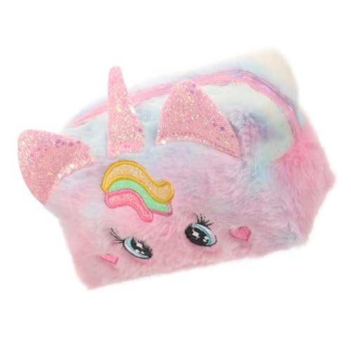 Warmhm Einhorn Kosmetiktasche Plüsch Reise Toilettenbeutel für Teenager Süße Makeup Tasche mit Großem Innenraum für Reisen Organizer für Toilettenartikel von Warmhm