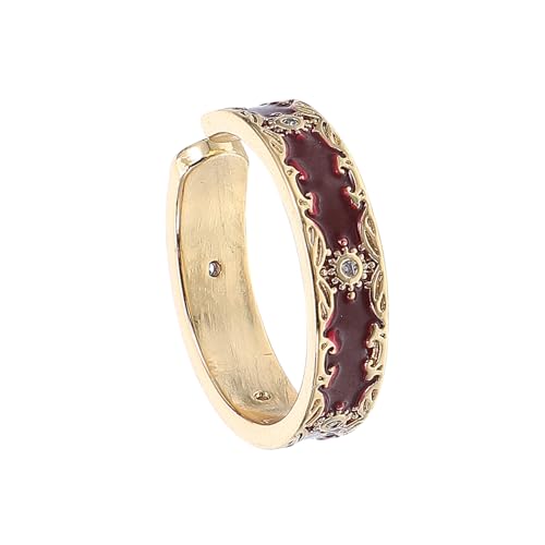 Warmhm Offener Emaille-blumenring Für Damen Im Chinesischen Stil Verstellbar Mit Roter Zirkonia Stapelring Für Alltag Und Hochzeit Funkelndes Schmuckstück Mit Blütenblätterdesign von Warmhm