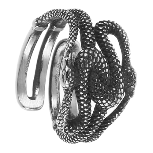 Warmhm Einstellbarer Edelstahl Schlangenring Offenes Design Retro Stapelbarer Herrenring Verstellbarer Finger Schmuck für Alltag und Besondere Anlässe von Warmhm