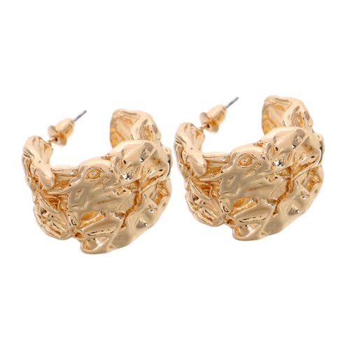 Warmhm Einzigartige Flüssige Ohrstecker Damen Leichtes Rostbeständiges Schmuckstück Moderner Unregelmäßiger Falten Design für Frauen Komfortabel Langanhaltend von Warmhm