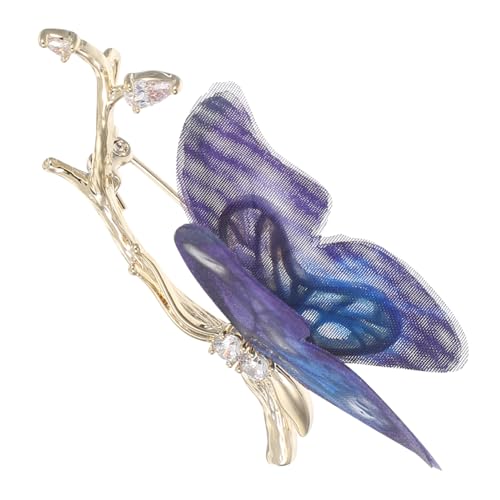 Warmhm Elegante Schmetterlings-brosche aus Organza mit Strahlenden Strasssteinen Dekorativer Anstecknadel für Brautkleider Halstücher und Cardigans Vintage-inspirierter Schmuck für von Warmhm
