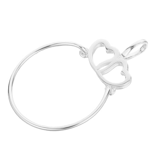 Warmhm Eleganter Sterling Silber Doppelherz Charm Anhänger Halskette und Ring Charm Holder Vielseitiger Schmuckhalter für Damen Minimalistisch Anpassbar für Alltag und Besondere Anlässe von Warmhm