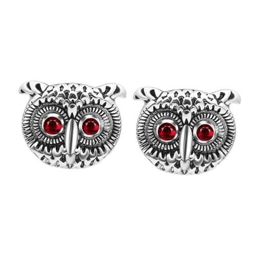Warmhm Eulenförmige Manschettenknöpfe für Herren Cufflinks Silberfarbenem Material für Anzüge und Businesshemden für Besondere Anlässe von Warmhm