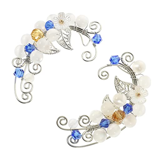 Warmhm Fairy Clip Ohrhänger für Damen Handgefertigte Elfenohren Ohrringe Bunte Blumen Designs Non Piercing Ohrschmuck für Cosplay Hochzeit Party und Besondere Anlässe von Warmhm
