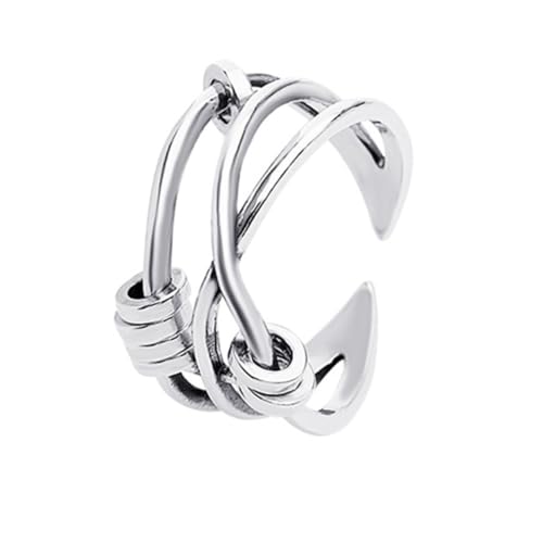 Warmhm Fidget Ring für Damen Verstellbarer Finger Ring mit Perlen Offenes Design zur Stressbewältigung zur Linderung von Nervosität und Unruhe Perfektes für Besondere Anlässe von Warmhm