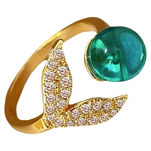 Warmhm Verstellbarer Meerjungfrauenring für Frauen Offener Fingerring Legierung Eleganter Ozeanschmuck für Teenager Mädchen und Damen Ringdekoration für Besondere Anlässe von Warmhm