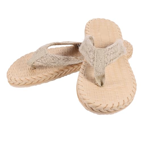 Warmhm Flache Damen Sandalen Imitation Strohboden Zehentrenner Sommer Strand Slippers Rutschfest Leicht Kombinierbar Freizeiturlaub von Warmhm