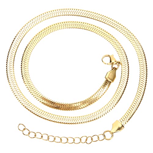 Warmhm Flache Schlangenkette Damen Halskette Edelstahl Minimalistische Snake Bone Clavicle Chain für Alltag Party Hochzeit und von Warmhm