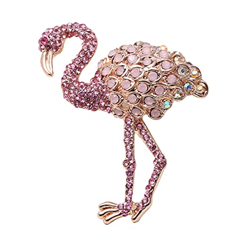 Warmhm Flamingo Brosche Legierung mit Kristallverzierung Rosa Anstecknadel für Damen Vielseitiges Accessoire für Kleidung Taschen und Hüte Perfektes für Mädchen von Warmhm
