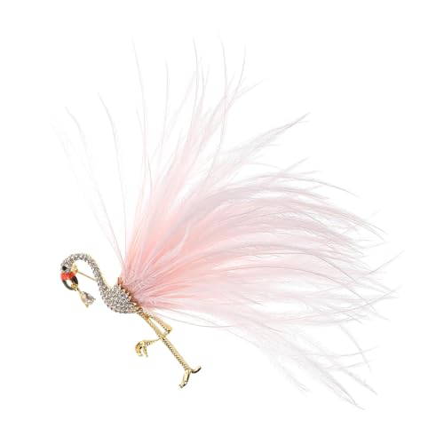 Warmhm Flamingo Brosche Anstecknadel Zinklegierung mit Kunstfedern für Damen Vintage Tiermotiv Dekorative Brustnadel für Kleidung und Hut von Warmhm