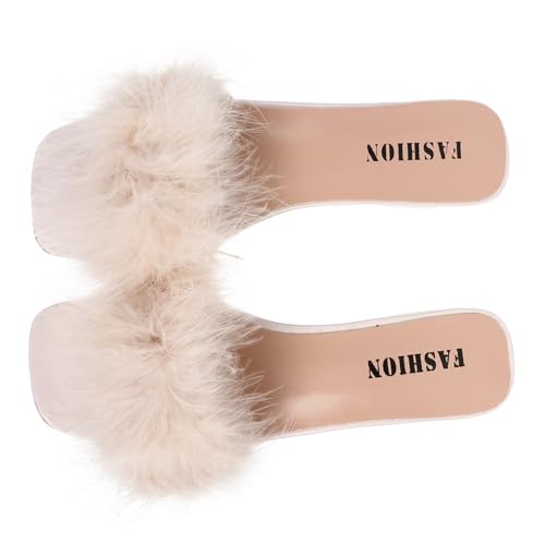 Warmhm Flauschige Damen Slippers mit Kristallabsatz Leichte Rutschfeste Sommerschuhe Modische Bequeme Sandalen für Alltag Party und Beige Warmhm Flauschige Damen Slippers mit Kristallabsatz Leichte Rutschfeste Sommerschuhe Modische Bequeme Sandalen für Alltag Party und Beige von Warmhm